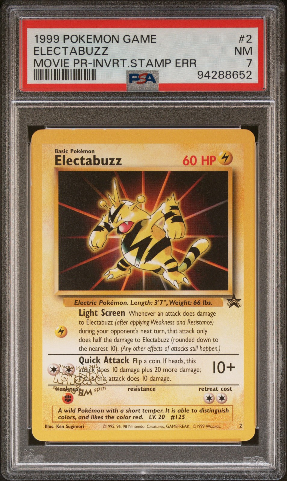 Pokemon Card Electabuzz 2/102 Movie Promoinverted Stamp PSA 7 Game Movie0