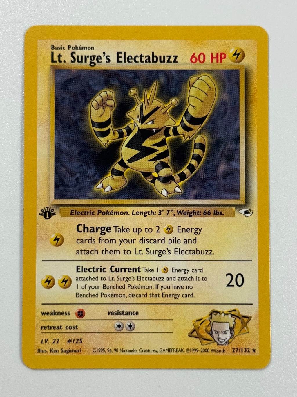 Pokémon Cards Lt. Surge's Electabuzz 27/132 1ST EDITION Gym Heroes WOTC Rare0
