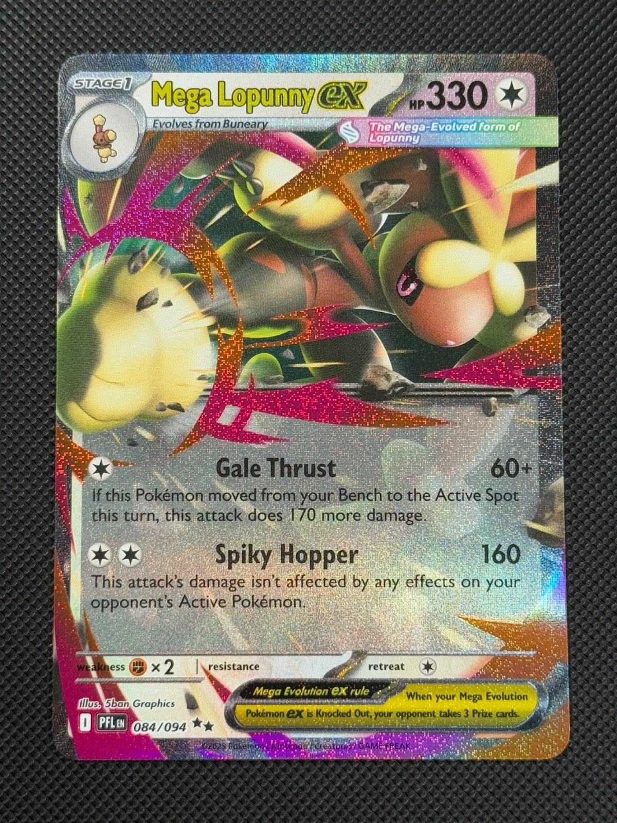 Mega Lopunny ex 084/094 Pokémon Card Mega Phantasmal Flames Holo Rare0