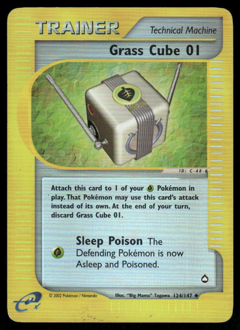 Pokemon Cards Grass Cube 01 124/147 Reverse Holo Aquapolis Uncommon NM0