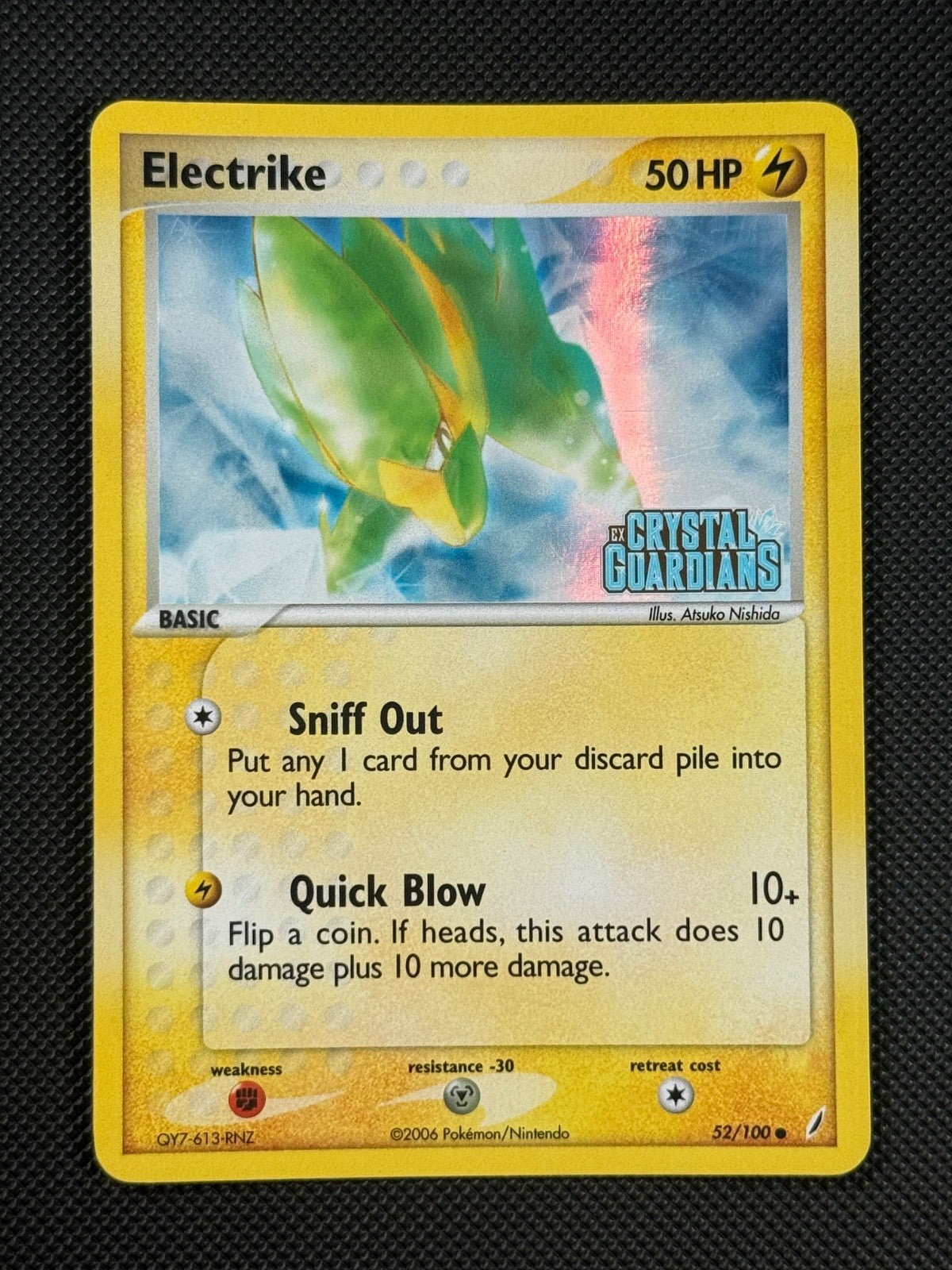 Electrike 52/100 STAMPED Pokémon Card EX Crystal Guardians Reverse Holo Common0