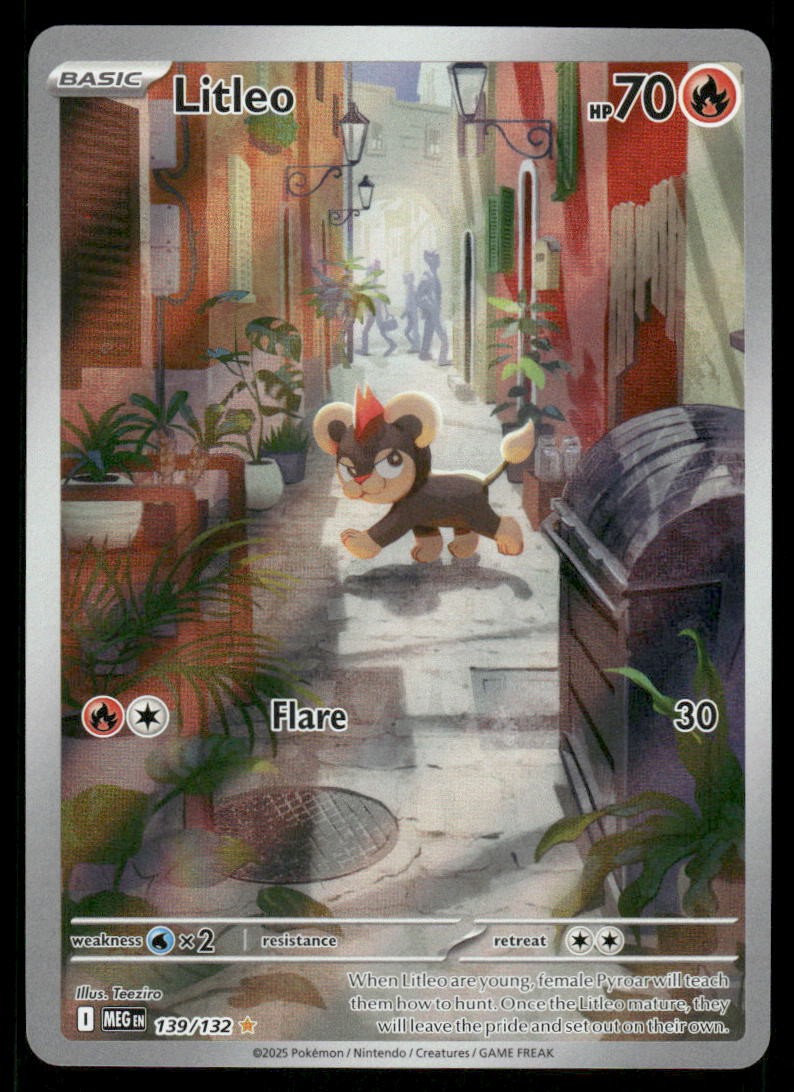 Pokemon Cards Litleo 139/132 Mega Evolution Illustration Rare NM *40