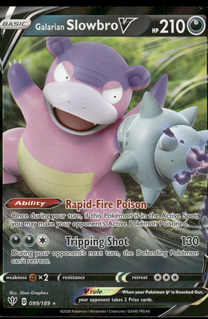 Pokemon Cards Galarian Slowbro V 099/189 Darkness Ablaze Holo Rare V NM0