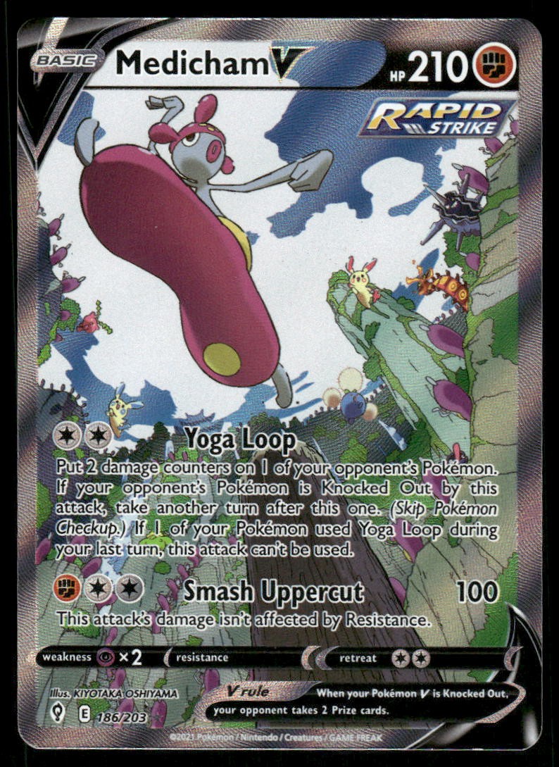 Pokemon Cards Medicham V 186/203 Evolving Skies Rare Ultra NM0