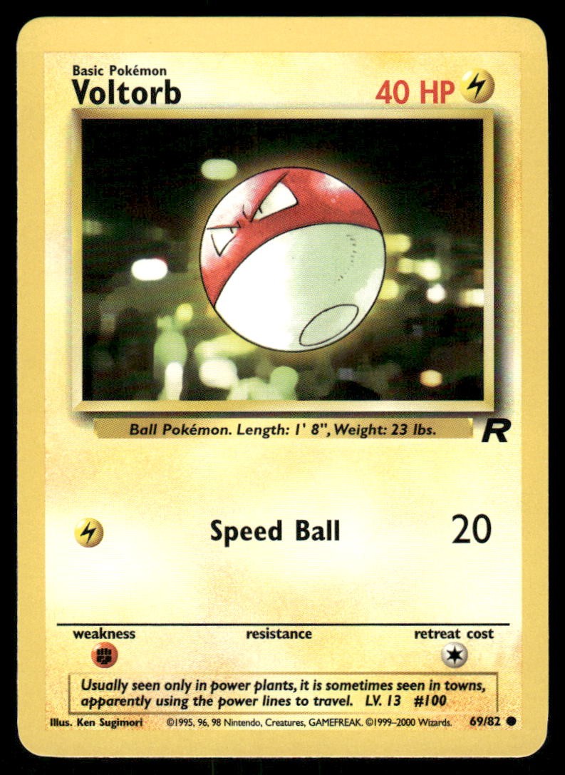 Pokemon Cards Voltorb 69/82 UNLIMITED Team Rocket WOTC Common NM0