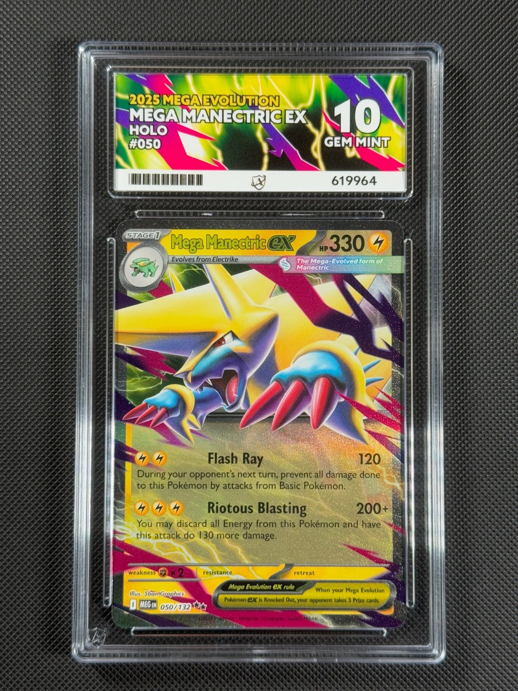 ACE 10 Mega Manectric ex 050/132 Pokémon Card Me01: Mega Evolution GEM MINT0