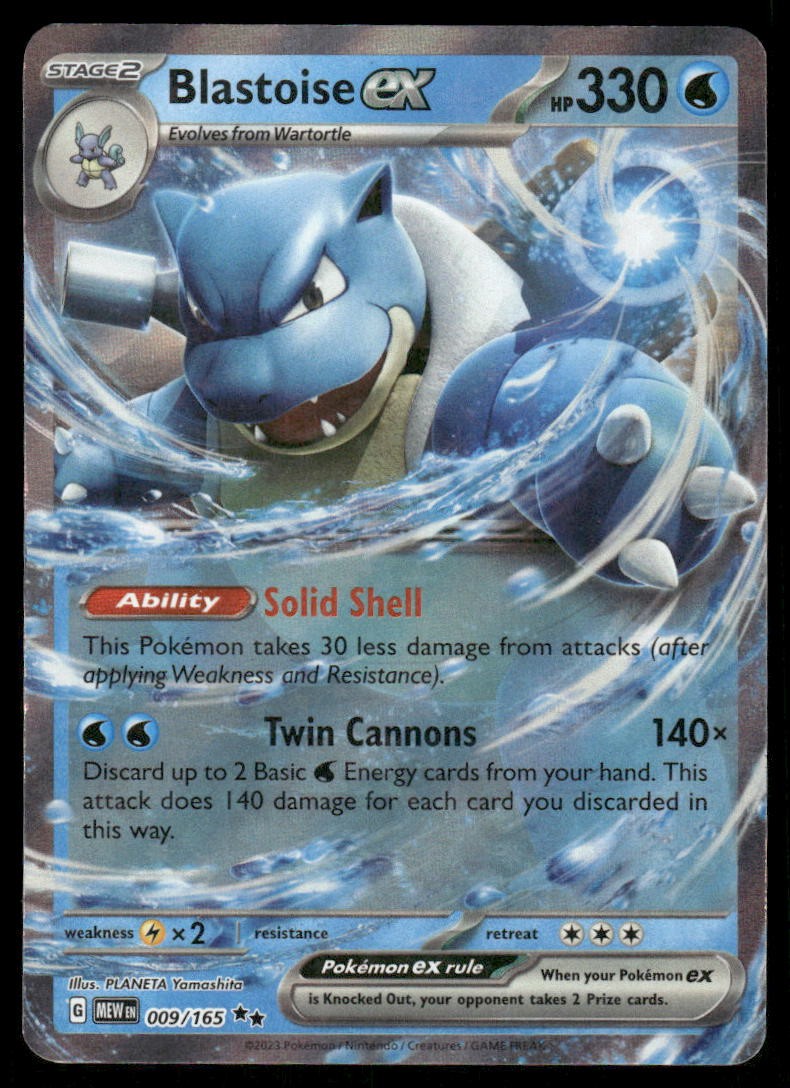 Pokemon Cards Blastoise ex 009/165 151 Double Rare NM *50