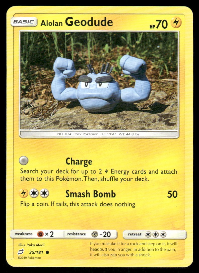 Pokemon Cards Alolan Geodude 35/181 Team Up Sun & Moon Common NM0