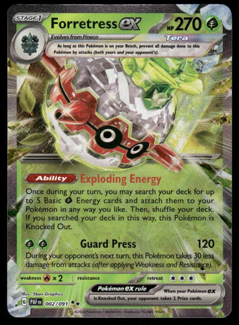 Pokemon Cards Forretress ex 002/091 Paldean Fates Double Rare NM *10
