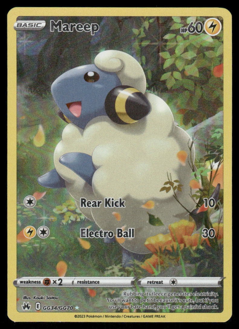 Pokemon Cards Mareep GG34/GG70 Crown Zenith Galarian Gallery Holo NM0