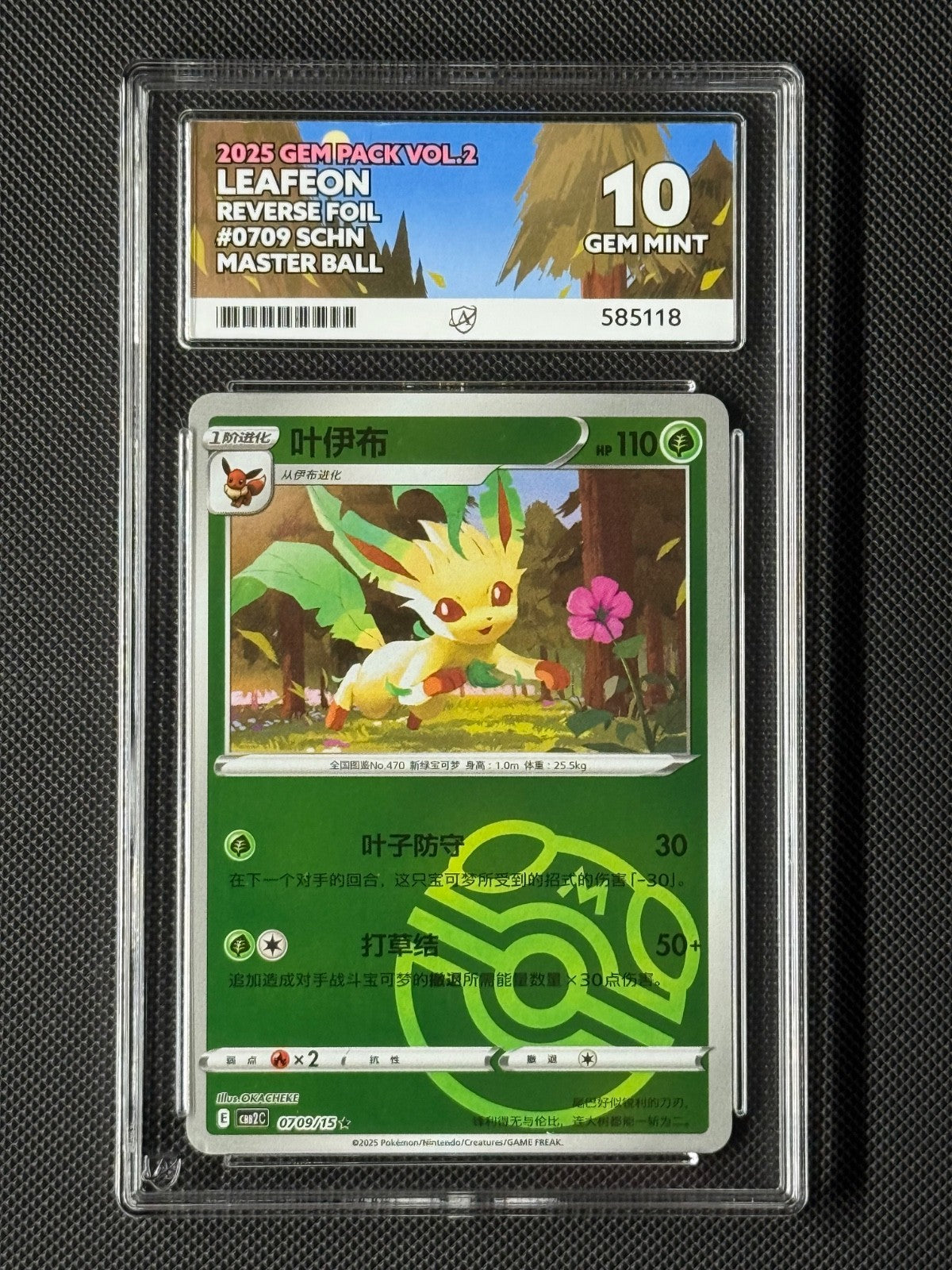 ACE 10 Leafeon 0709/15 Chinese Pokémon Card CBB2C GEM Pack Vol.2 GEM MINT0