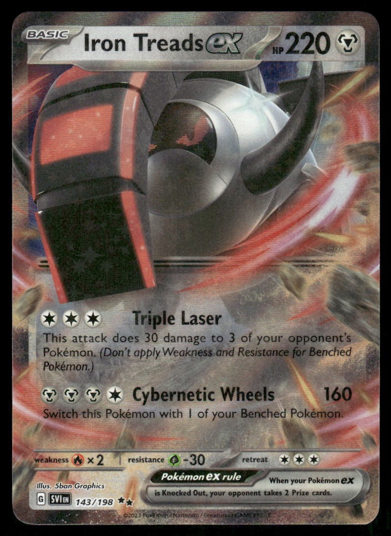 Pokemon Cards Iron Treads ex 143/198 Scarlet & Violet Double Rare NM0