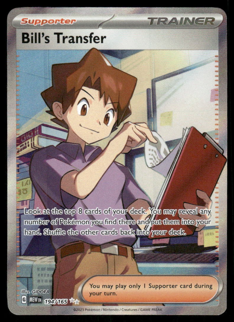 Pokemon Cards Bill's Transfer 194/165 151 Ultra Rare NM *20
