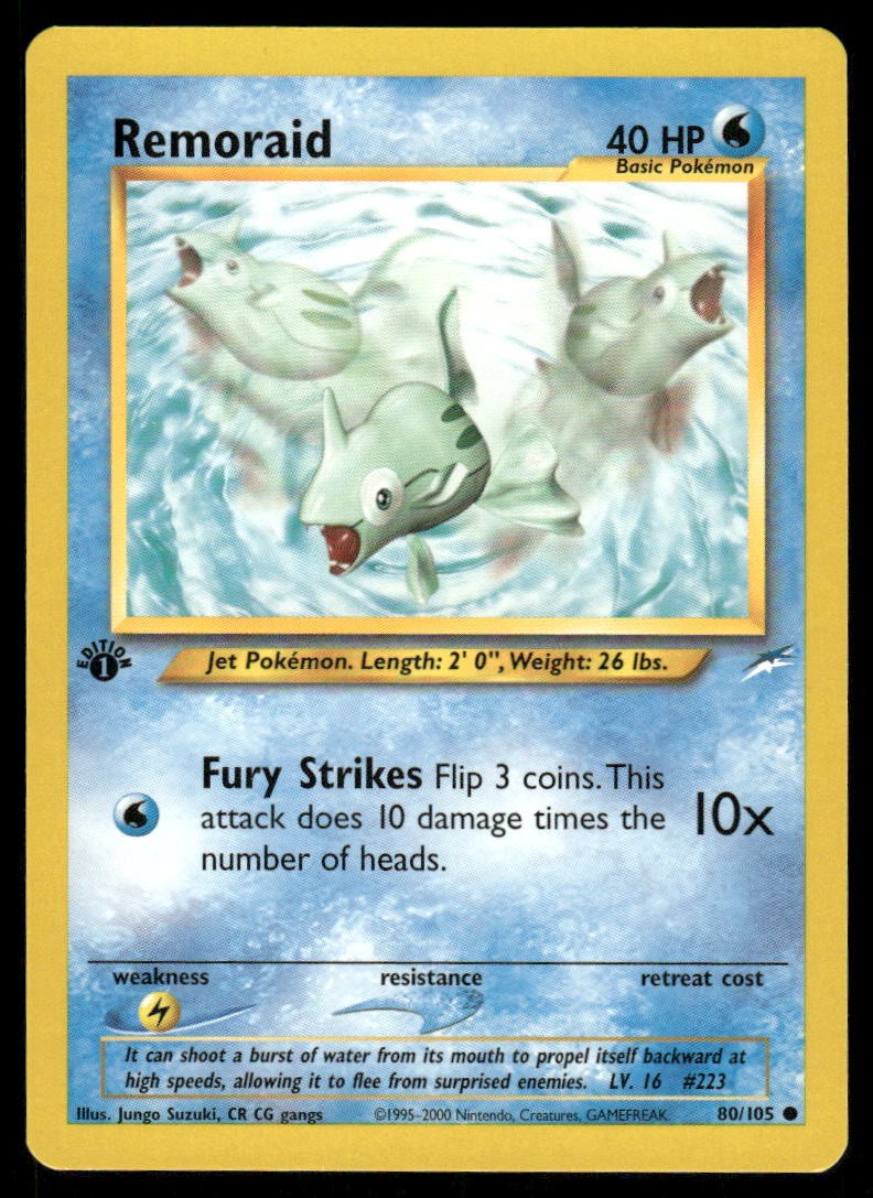 Pokemon Cards Remoraid 80/105 1ST EDITION Neo Destiny WOTC Common NM *20
