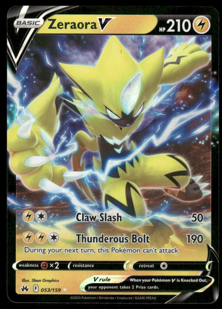 Pokemon Cards Zeraora V 053/159 Crown Zenith Holo Rare V NM *20