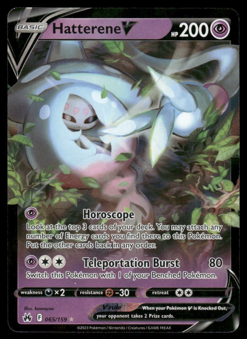 Pokemon Cards Hatterene V 065/159 Crown Zenith Holo Rare V NM *20