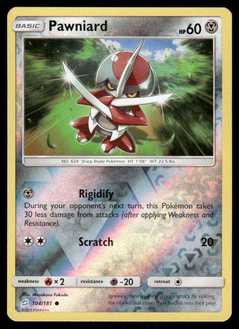 Pokemon Cards Pawniard 104/181 Reverse Holo Team Up Sun & Moon NM0