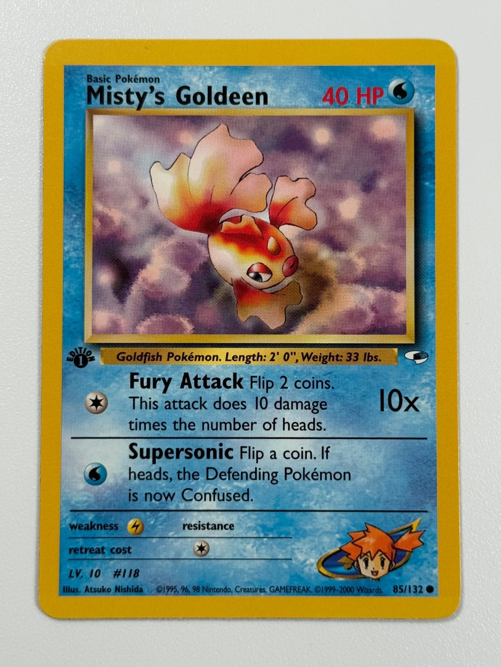 Pokémon Cards Misty's Goldeen 85/132 1ST EDITION Gym Heroes WOTC Common0