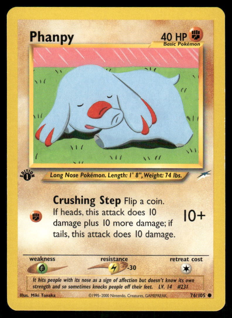 Pokemon Cards Phanpy 76/105 1ST EDITION Neo Destiny WOTC Common NM0