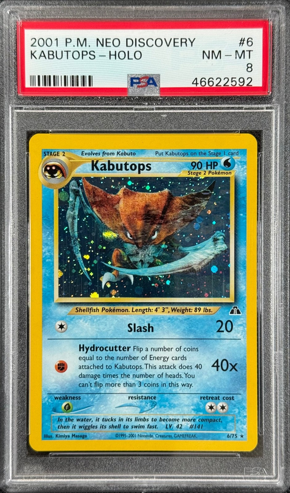 Pokemon Card Kabutops 6/75 Holo Neo Discovery WOTC PSA 80