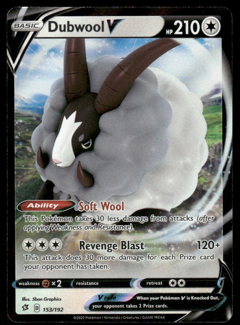 Pokemon Cards Dubwool V 153/192 Rebel Clash Holo Rare V NM0