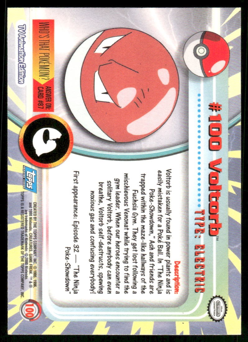 Pokemon Cards Voltorb #100 Topps Trading Cards Series 2 LP *21