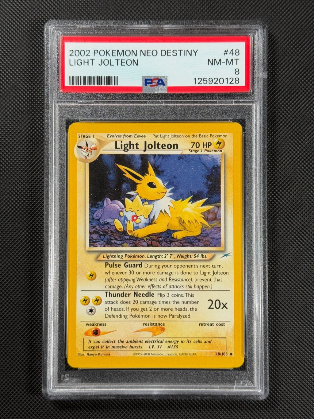 PSA 8 Light Jolteon 48/105 REGULAR Pokémon Card WOTC Neo Destiny Uncommon NM-MT0