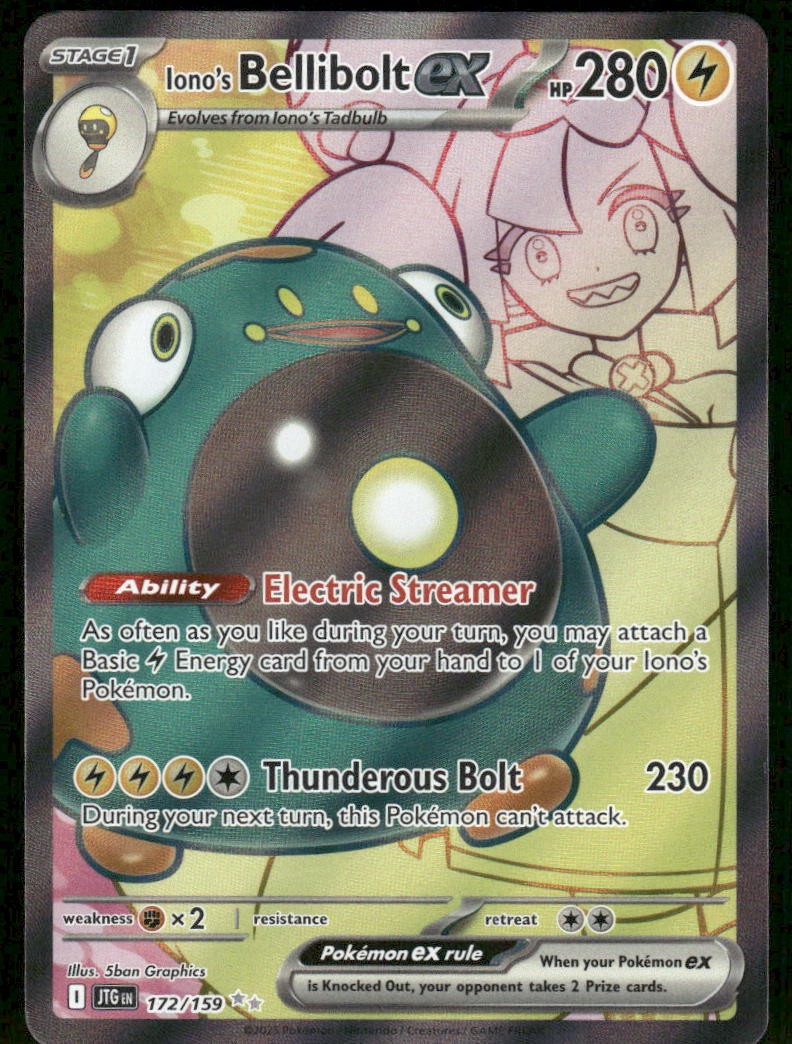 Pokemon Cards Iono's Bellibolt ex 172/159 Journey Together Ultra Rare NM0