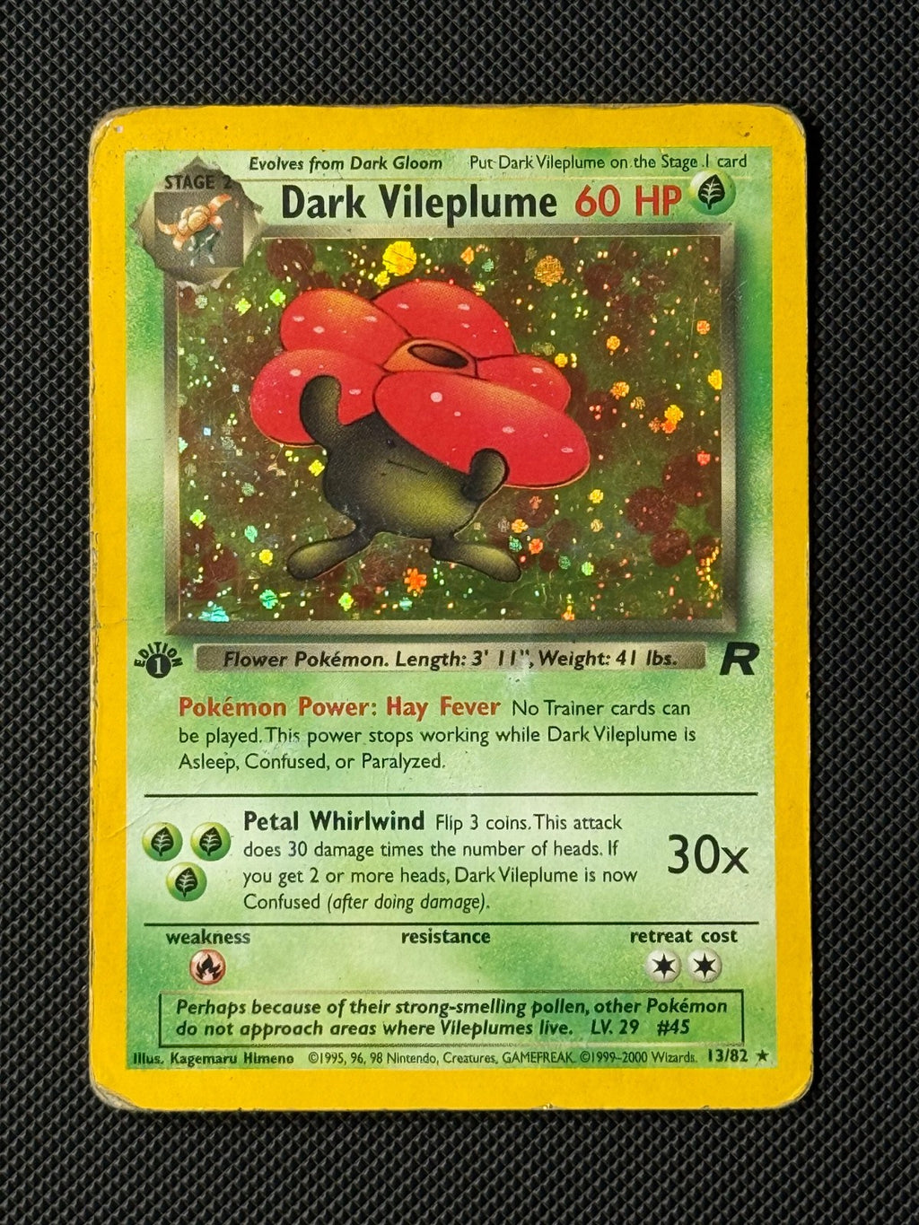 Dark Vileplume 13/82 1st Edition Pokémon Card Team Rocket Holo Rare0