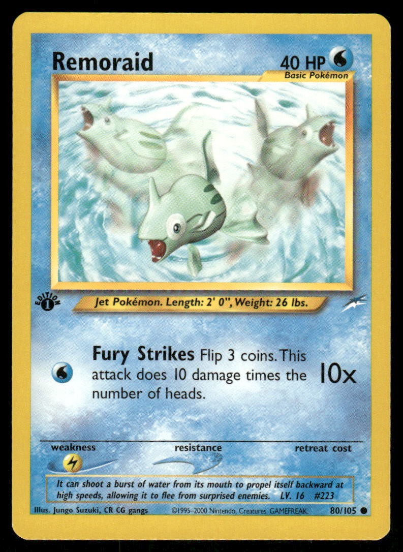 Pokemon Cards Remoraid 80/105 1st Edition Neo Destiny WOTC Common LP *30