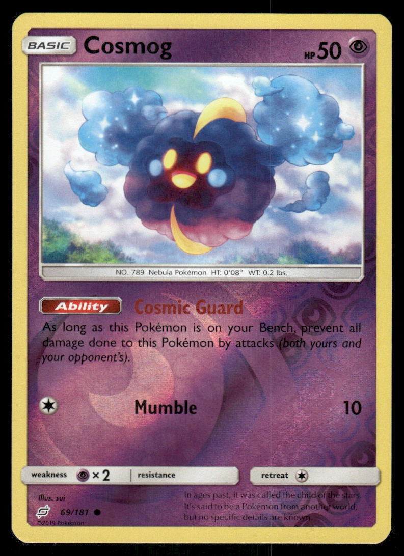 Pokemon Cards Cosmog 69/181 Reverse Holo Team Up Sun & Moon NM0