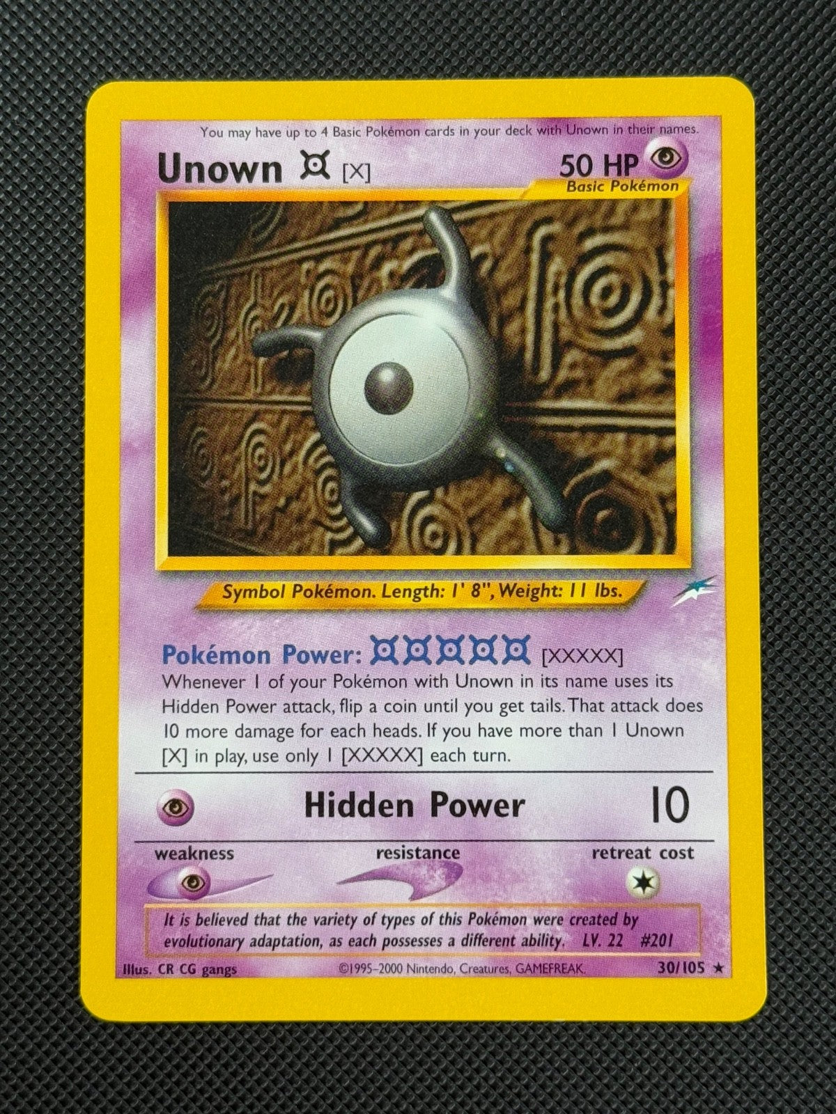 Unown X 30/105 REGULAR Pokémon Card WOTC Neo Destiny Unlimited Non Holo Rare0