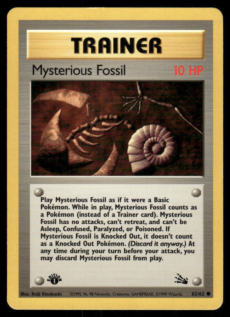 Pokemon Cards Mysterious Fossil 62/62 1ST EDITION Fossil WOTC Common NM0