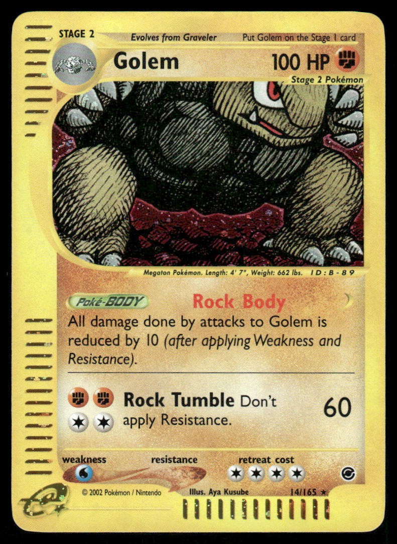 Pokemon Cards Golem 14/165 Expedition Base Set Holo Rare WOTC NM0