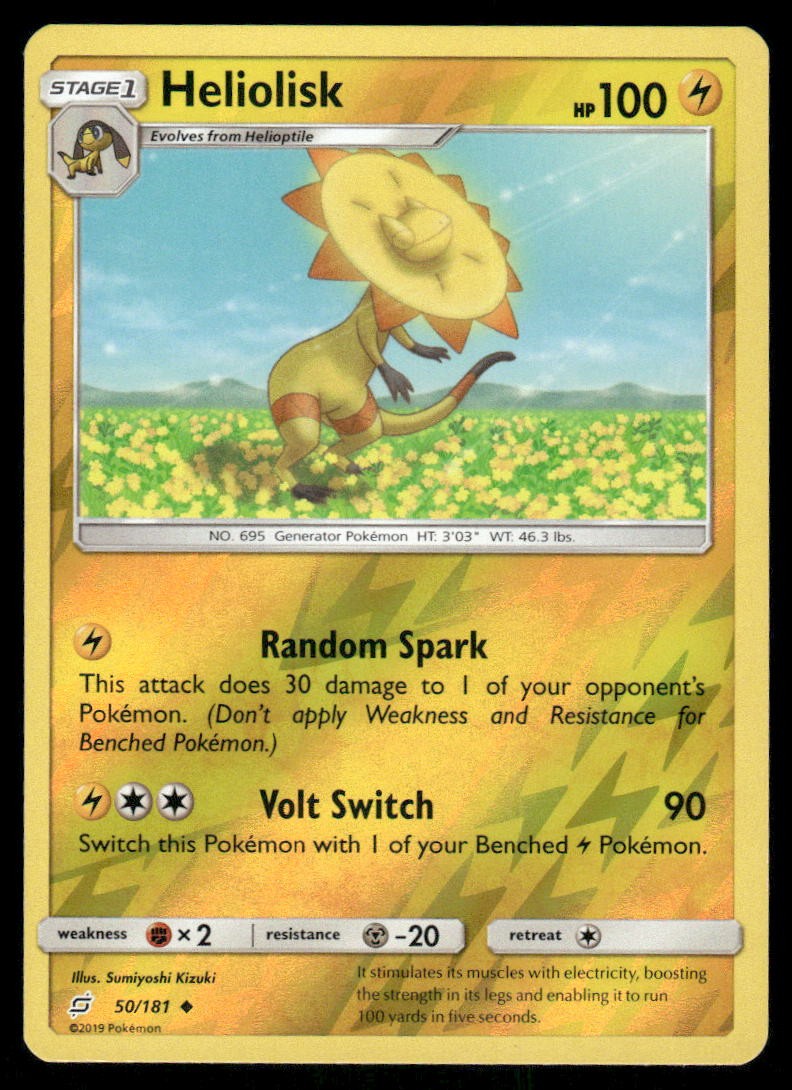 Pokemon Cards Heliolisk 50/181 Reverse Holo Team Up Sun & Moon NM0