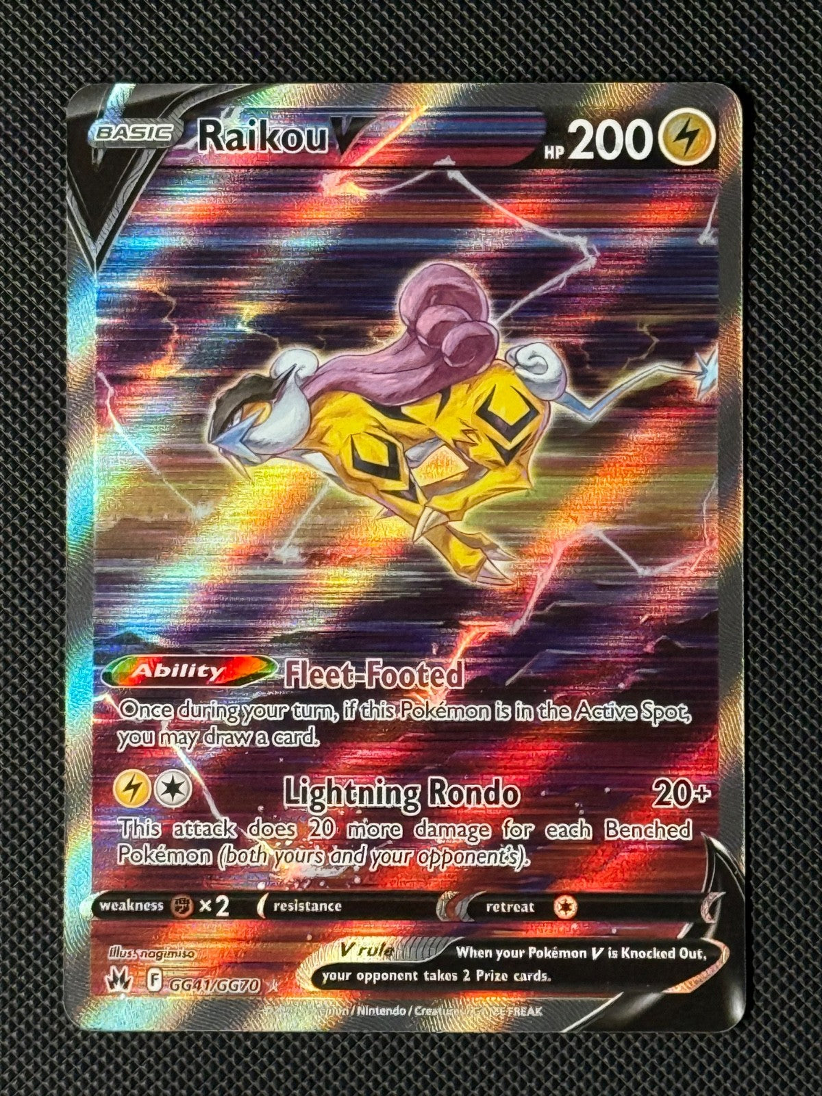 Raikou V Gg41/Gg70 Pokémon Card Crown Zenith: Galarian Gallery Holo NM0