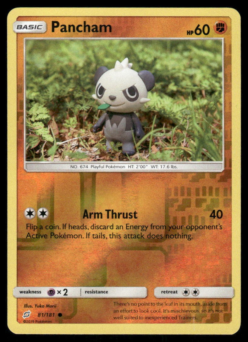 Pokemon Cards Pancham 81/181 Reverse Holo Team Up Sun & Moon NM0