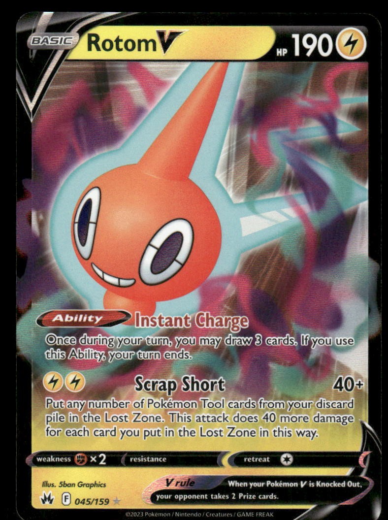Pokemon Cards Rotom V 045/159 Crown Zenith Holo Rare V NM *40