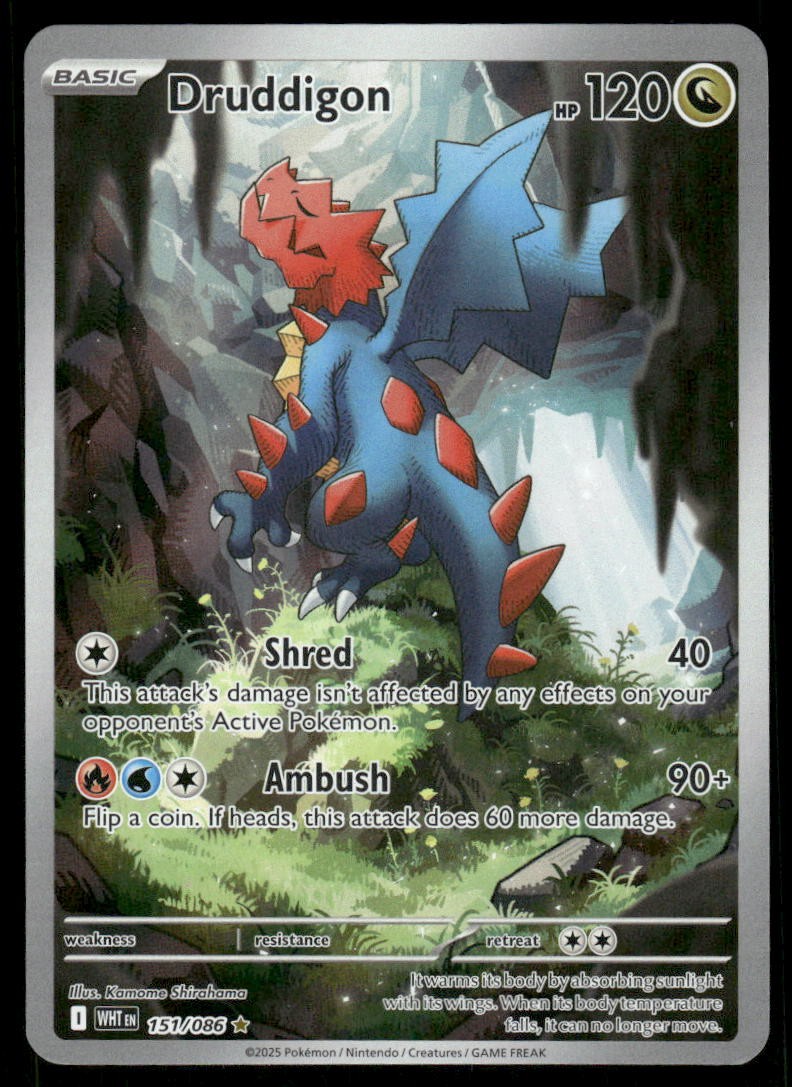 Pokemon Cards Druddigon 151/086 White Flare Illustration Rare NM0