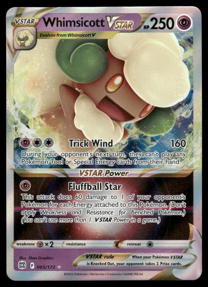 Pokemon Cards Whimsicott VSTAR 065/172 Brilliant Stars Holo Rare VSTAR NM0