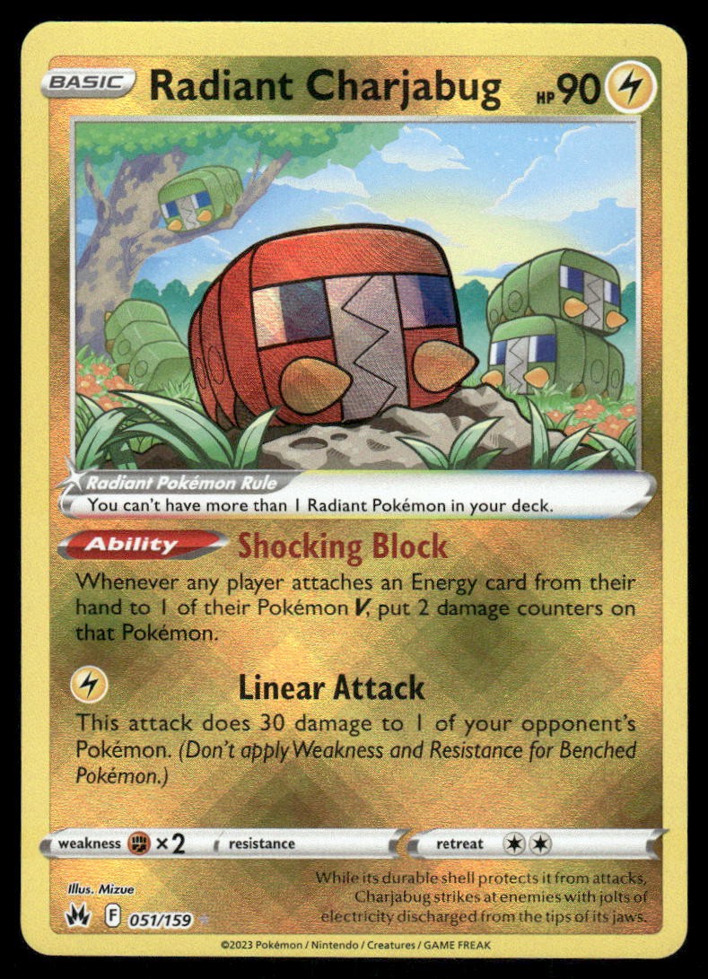 Pokemon Cards Radiant Charjabug 051/159 Crown Zenith Radiant Rare NM0