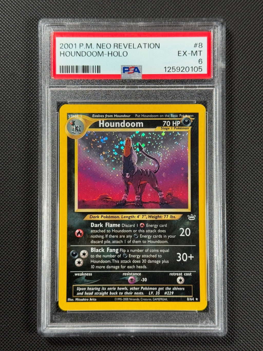 PSA 6 Houndoom 8/64 HOLO Pokémon Card WOTC Neo Revelation Rare Holo EX-MT0