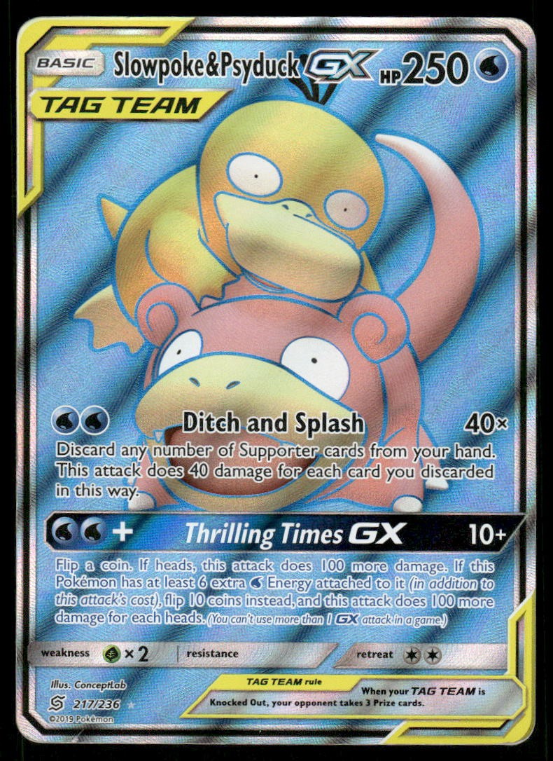 Pokemon Cards Slowpoke & Psyduck GX 217/236 Unified Minds Rare Ultra MP0