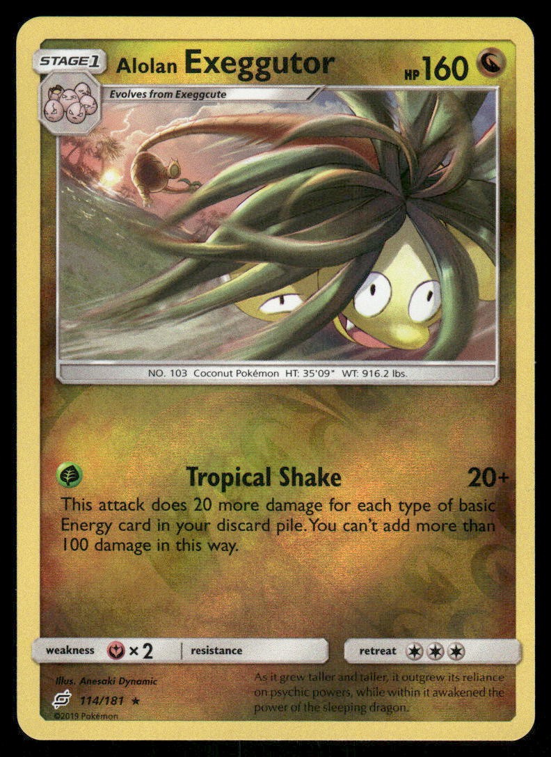Pokemon Cards Alolan Exeggutor 114/181 Reverse Holo Team Up Sun & Moon NM0