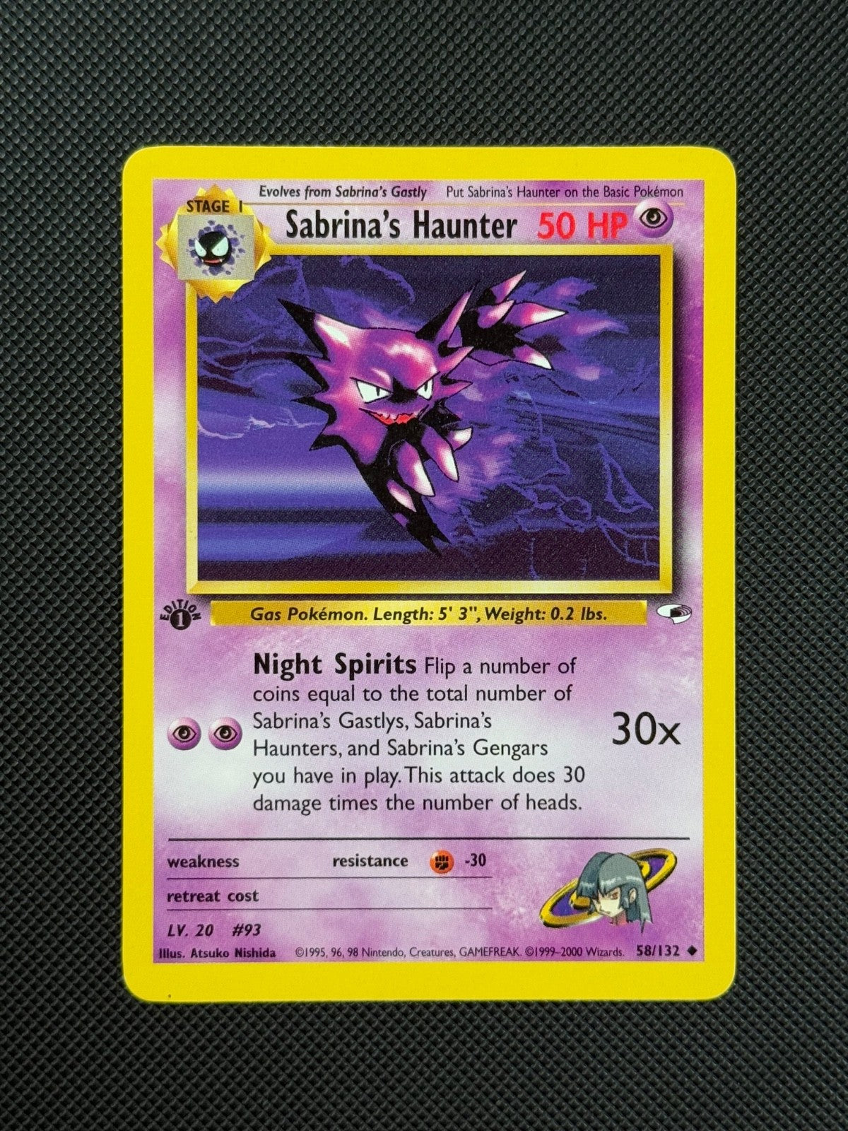 Pokémon Cards Sabrina's Haunter 58/132 1ST EDITION Gym Heroes WOTC Uncommon1