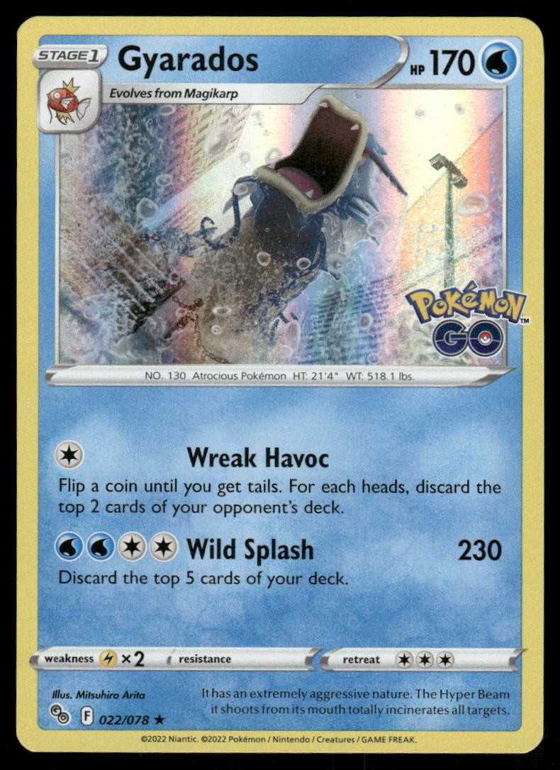 Pokemon Cards Gyarados 022/078 Pokemon GO Holo Rare NM *10
