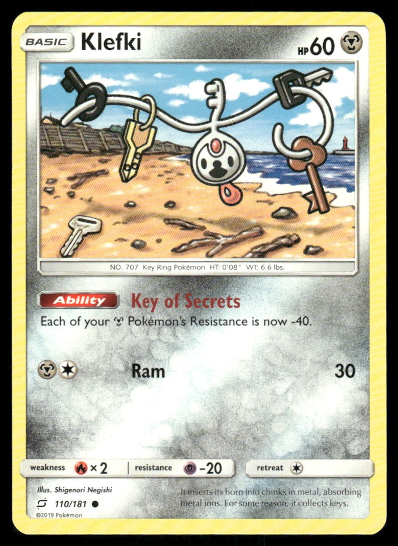 Pokemon Cards Klefki 110/181 Team Up Sun & Moon Common NM0