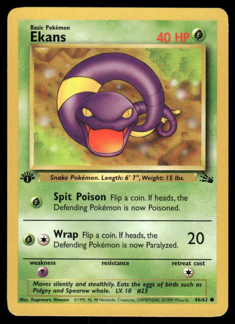 Pokemon Cards Ekans 46/62 1ST EDITION Fossil WOTC Common NM0