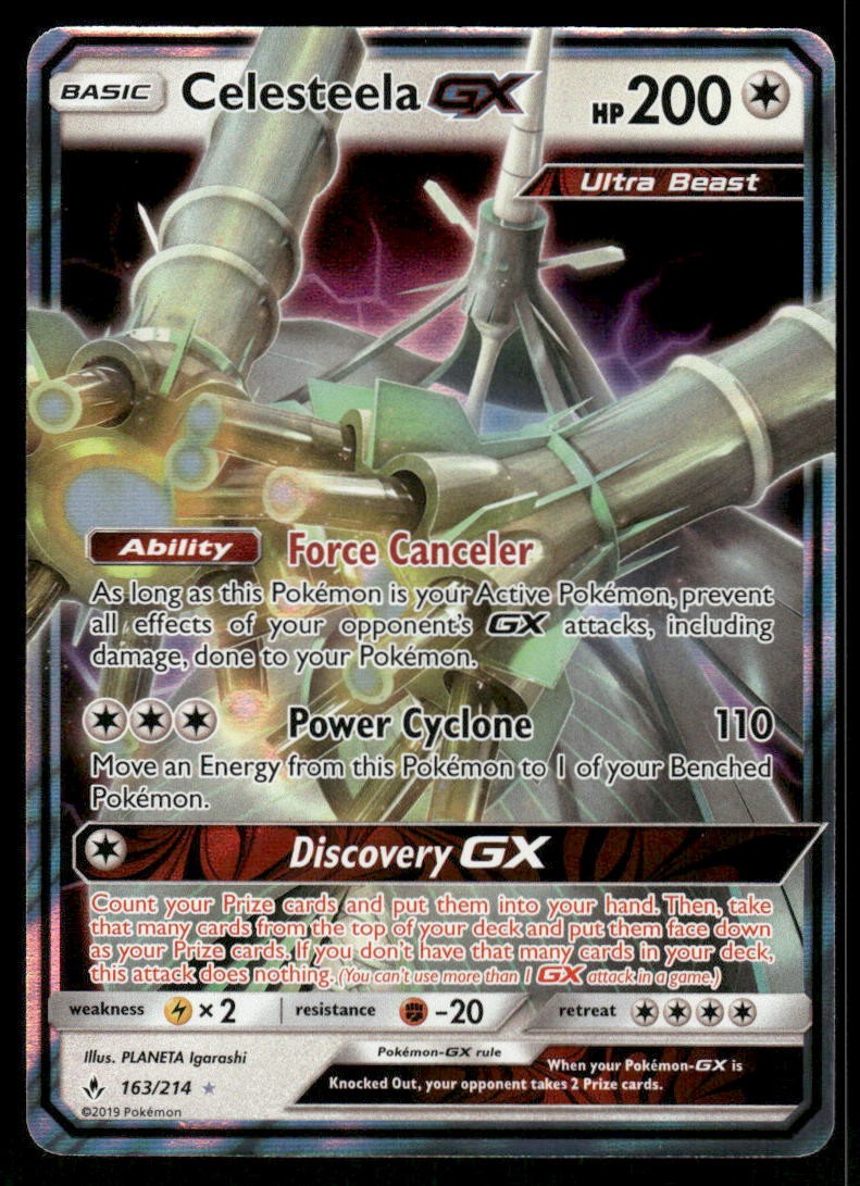 Pokemon Cards Celesteela GX 163/214 Unbroken Bonds Holo Rare GX NM0