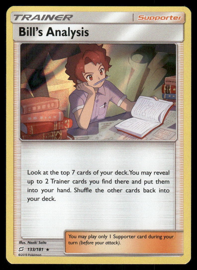 Pokemon Cards Bill's Analysis 133/181 Team Up Sun & Moon Holo Rare NM0